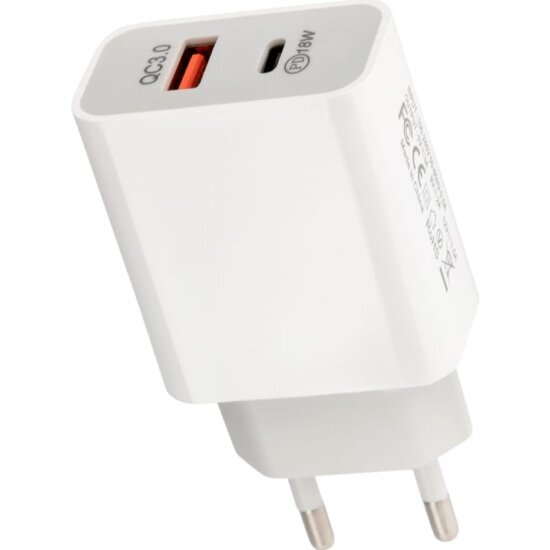 Сетевое зарядное устройство Rexant USB + USB Type-C 18W белое