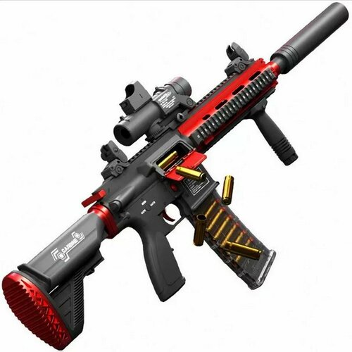 Игрушечный автомат - винтовка М416 с вылетающими гильзами, красный / Игрушечное оружие / Подарок для мальчика