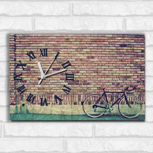 Настенные бесшумные часы ОСБ со смещенным циферблатом пейзаж город (Здания, высотки, милота, Подарок для мамы, бабушки сестры, подруге) - 2661