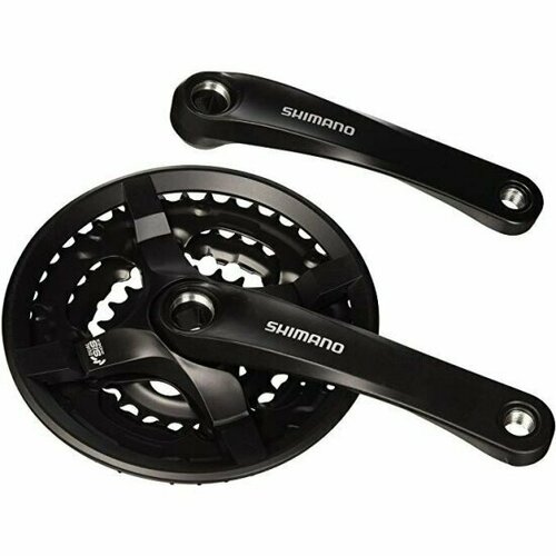 Система Shimano TY501, 175мм, 42/34/24, с защитой, с болтами, черн, б/уп система шатунов велосипедная shimano tourney fc ty501 175 мм 42 34 24 под квадрат без защитой afcty501e244xlb