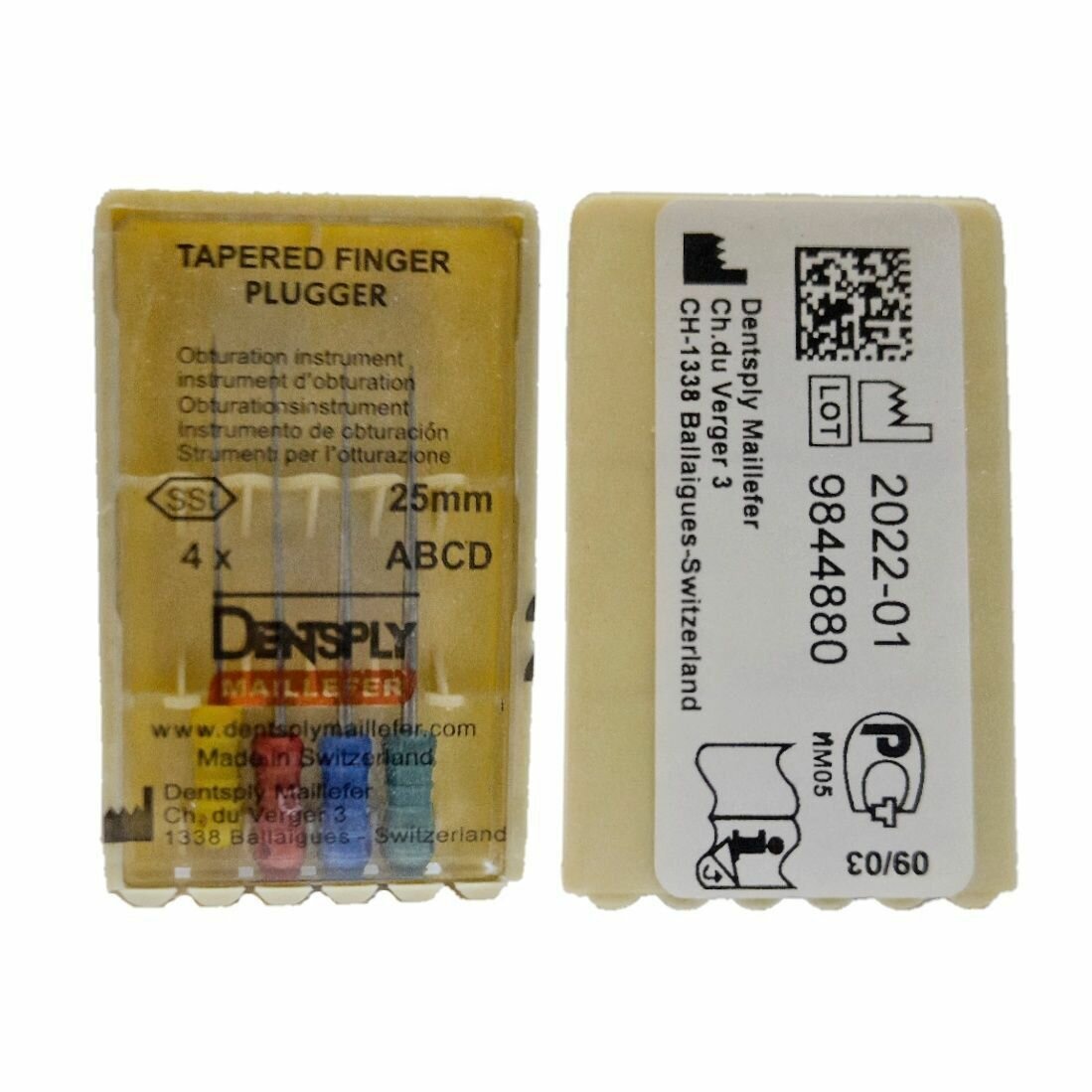 Инструмент ручной для уплотнения гуттаперчевых штифтов Dentsply Maillefer Tapered Finger Plugger длина 25 мм № ABCD (4 шт)для вертикальной конденсации, 4 шт/уп. (Набор 2 уп) NeoHealth