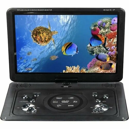 Портативный DVD Плеер + ТВ XPX EA-1767L DVB-T2/C (работает от 12/220V) черный
