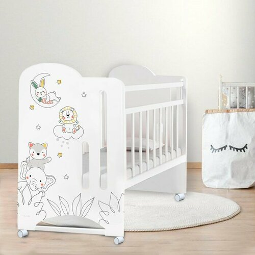 Крошка Я Кровать детская колесо-качалка 1200х600 Baby time Крошка Я белый 15086₽