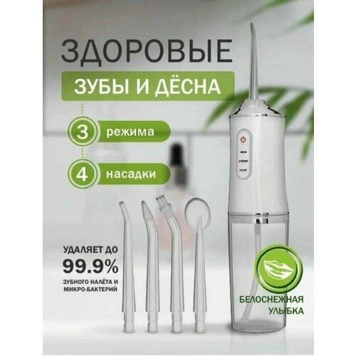 Ирригатор портативный для полости рта 4 насадки Перламутровый 593₽