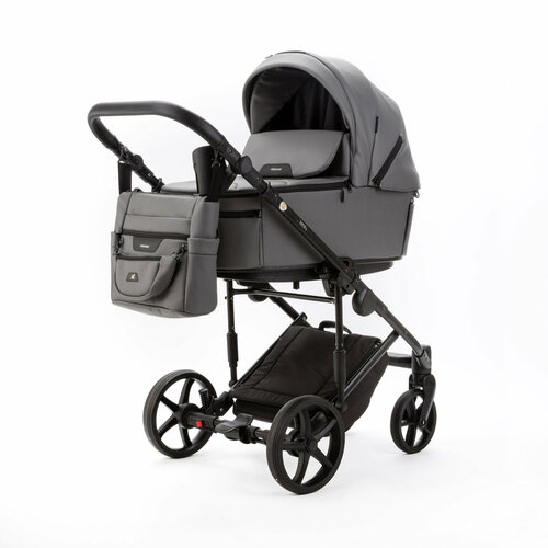 Универсальная детская коляска Adamex Zico NEW Deluxe ZN-SA4 2в1 (Серая экокожа)