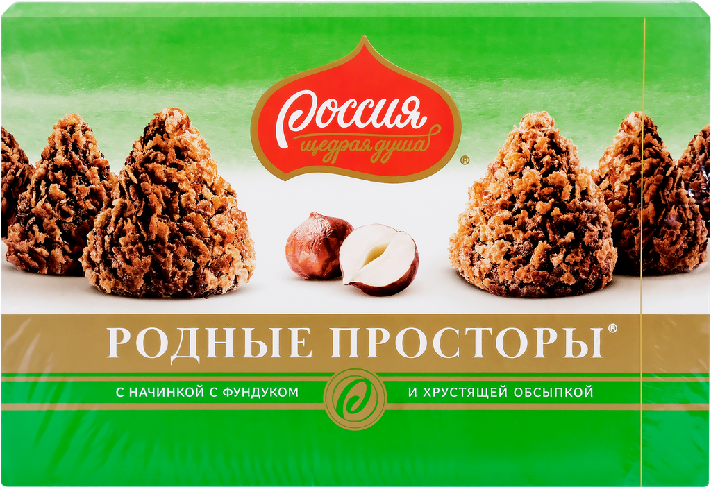 Конфеты шоколадные россия щедрая душа Родные Просторы с фундуком, 180г