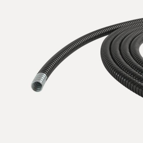 Изображение товара Металлорукав в ПВХ изоляции DN d26мм Dвн.26.5мм Dнар.31.5мм без протяжки черн. (уп.25м) DKC 6071R-027N