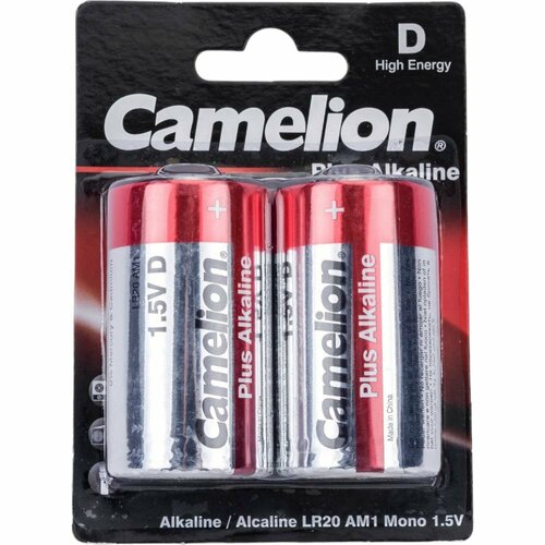 Батарейка Camelion Plus Alkaline LR20 BL-2 1.5В батарейка duracell alkaline lr20 1 5 в bl2