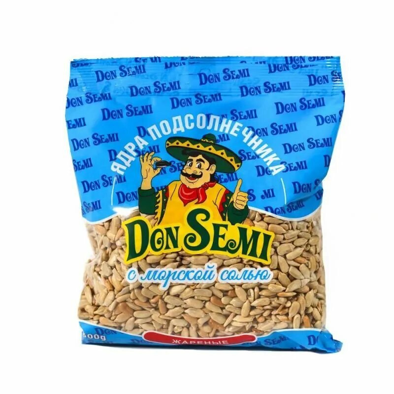 Жареные ядра подсолнечника," Don Semi", с морской солью, 300 г. 2уп.