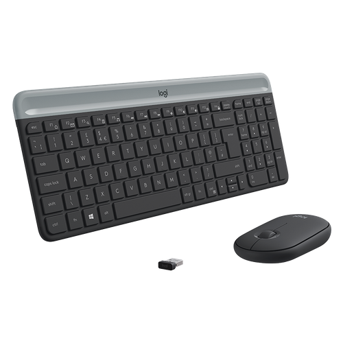 LOGITECH Slim Wireless Keyboard and Mouse Combo MK470 - OFFWHITE - RUS - 2.4GHZ - INTNL logitech mk220 wireless keyboard with mouse set of 2 pieces for pc black