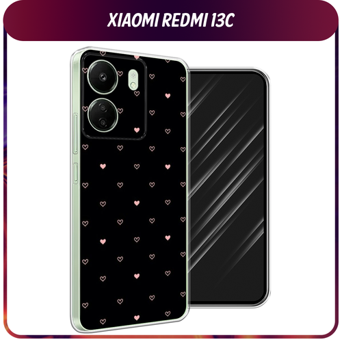 Силиконовый чехол на Xiaomi Redmi 13C/Poco C65 / Сяоми Редми 13C/Поко С65 Чехол с сердечками силиконовый чехол на xiaomi redmi 13c poco c65 сяоми редми 13c поко с65 глаза масляная живопись