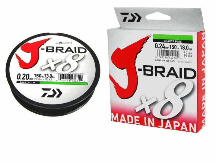 Леска плетеная Daiwa J-BRAID X8 0.06mm-150m d. green 12751-006RU