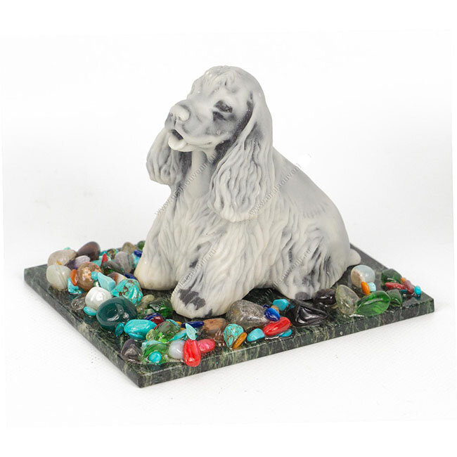 Фигурка собаки породы спаниель из литьевого мрамора