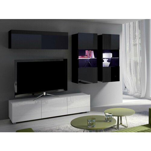 Стенка в гостиную Верона 6 250х200х42 белый черный 51994₽