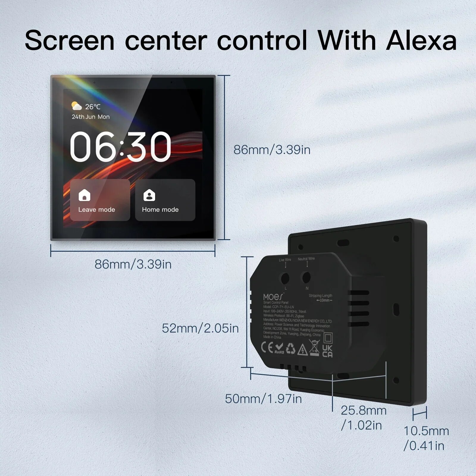 MOES Tuya 4-дюймовый сенсорный контроллер для умного дома center control panel Alexa Bulit-in