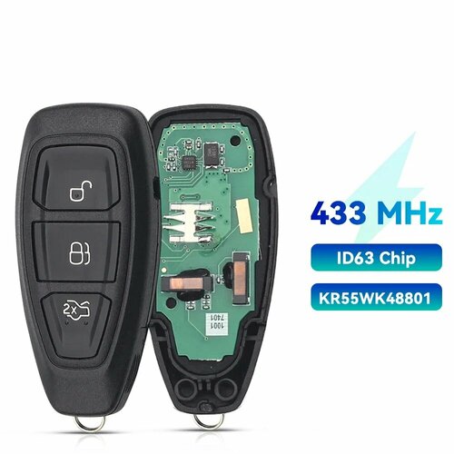 KEYYOU KR55WK48801 умный дистанционный ключ без ключа для Ford Focus C-Max Mondeo Kuga Fiesta B-Max 433/434 МГц ID83 чип, 2 Buttons 4D63 40Bit
