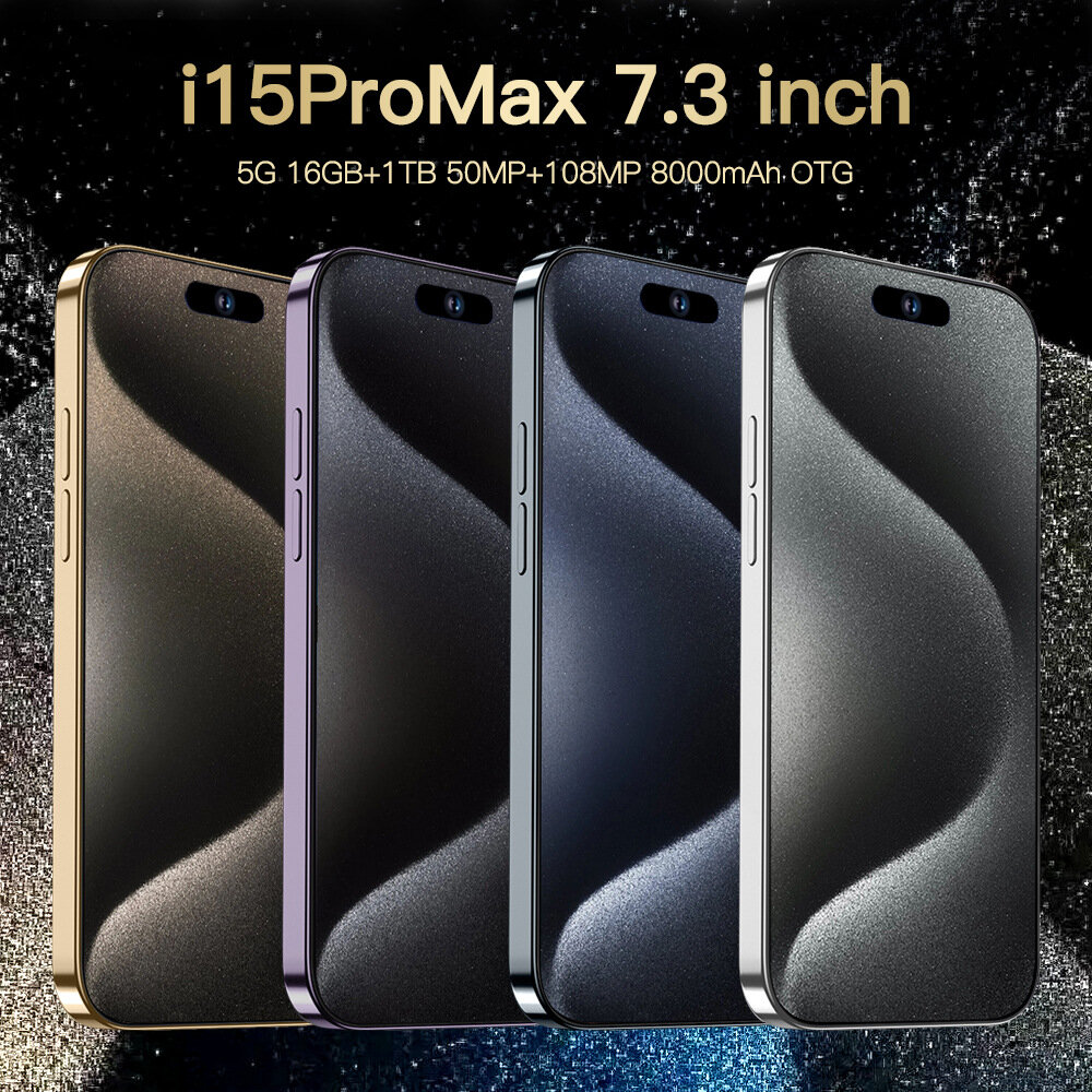 Смартфон i15promax, 7.3", HD, 64 ГБ, темно-фиолетовый