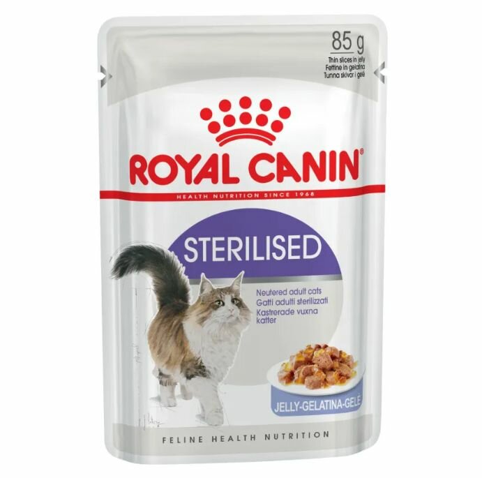 Влажный корм для кошек Royal Canin Sterilised в желе 12шт x85 гр.
