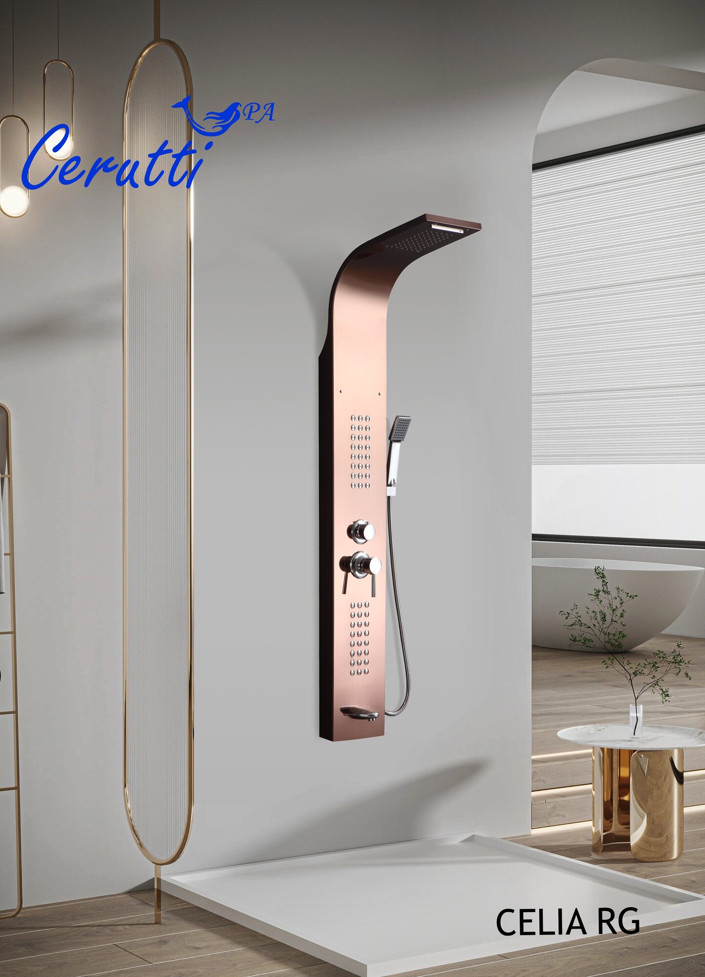 Душевая панель Ceruttispa CELIA BR CT10405 цвет нержавеющая сталь матовая