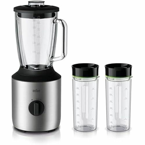 Блендер Braun PowerBlend 3 0X22311056, стационарный, стекло, 800Вт, серебристо-черный