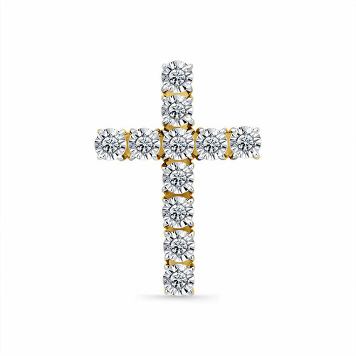 Крестик Master Brilliant, желтое золото, 585 проба, бриллиант