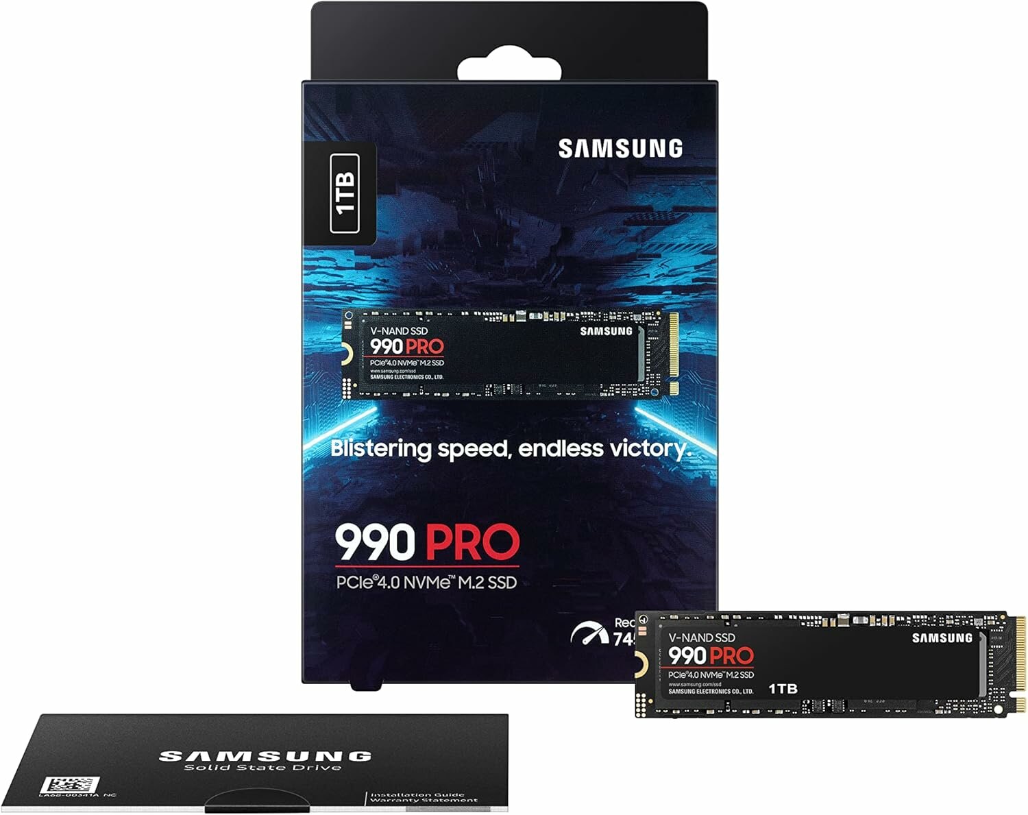 Твердотельный накопитель SSD 1Tb Samsung 990 PRO (MZ-V9P1T0BW) M.2 2280, PCIe 4.0 x4, NVMe — фото 1