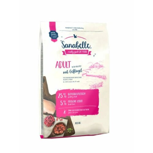 Корм Sanabelle Adult, для взрослых кошек, птица, премиум, 10кг