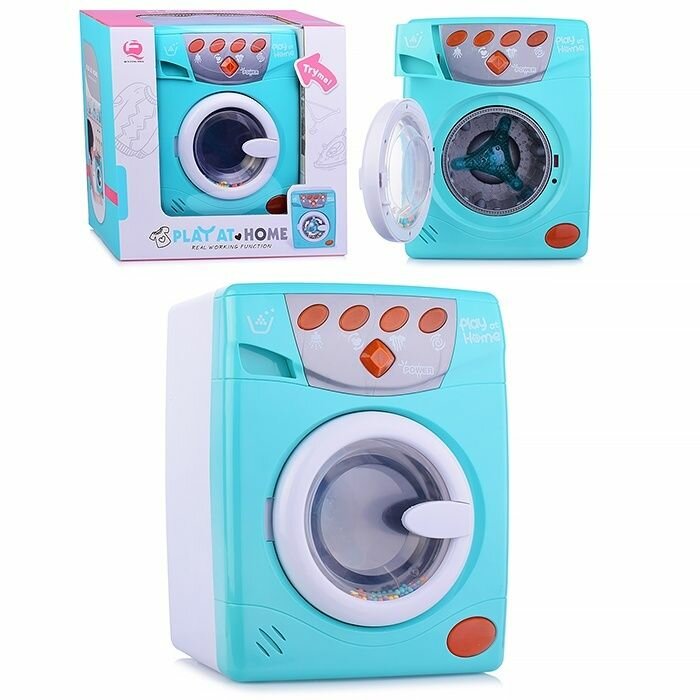 Стиральная машина игрушечная Oubaoloon 18,5х13,5х24 см, батарейки, свет и звук, в коробке (QF26132G)