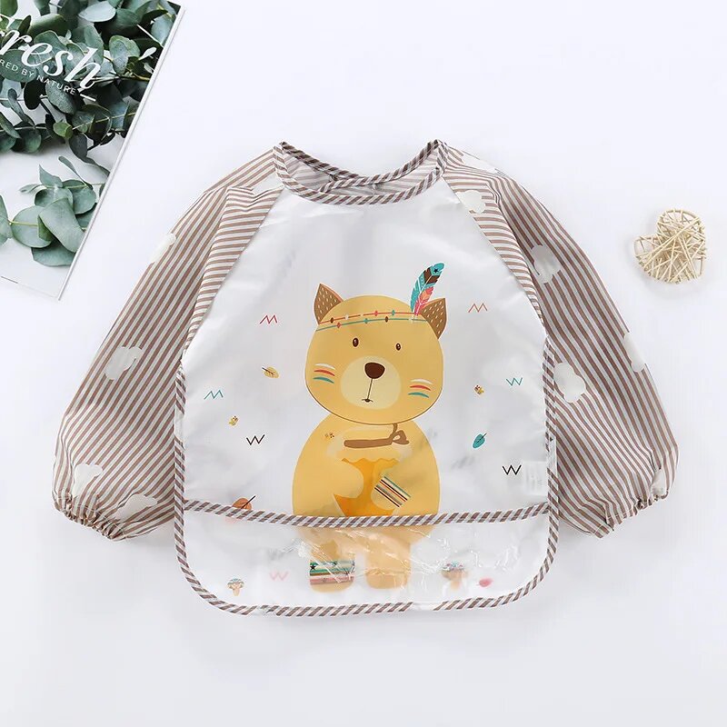 MOONBIFFY Нагрудники для кормления детские мультяшные полиэстер, Little Bear, XXS
