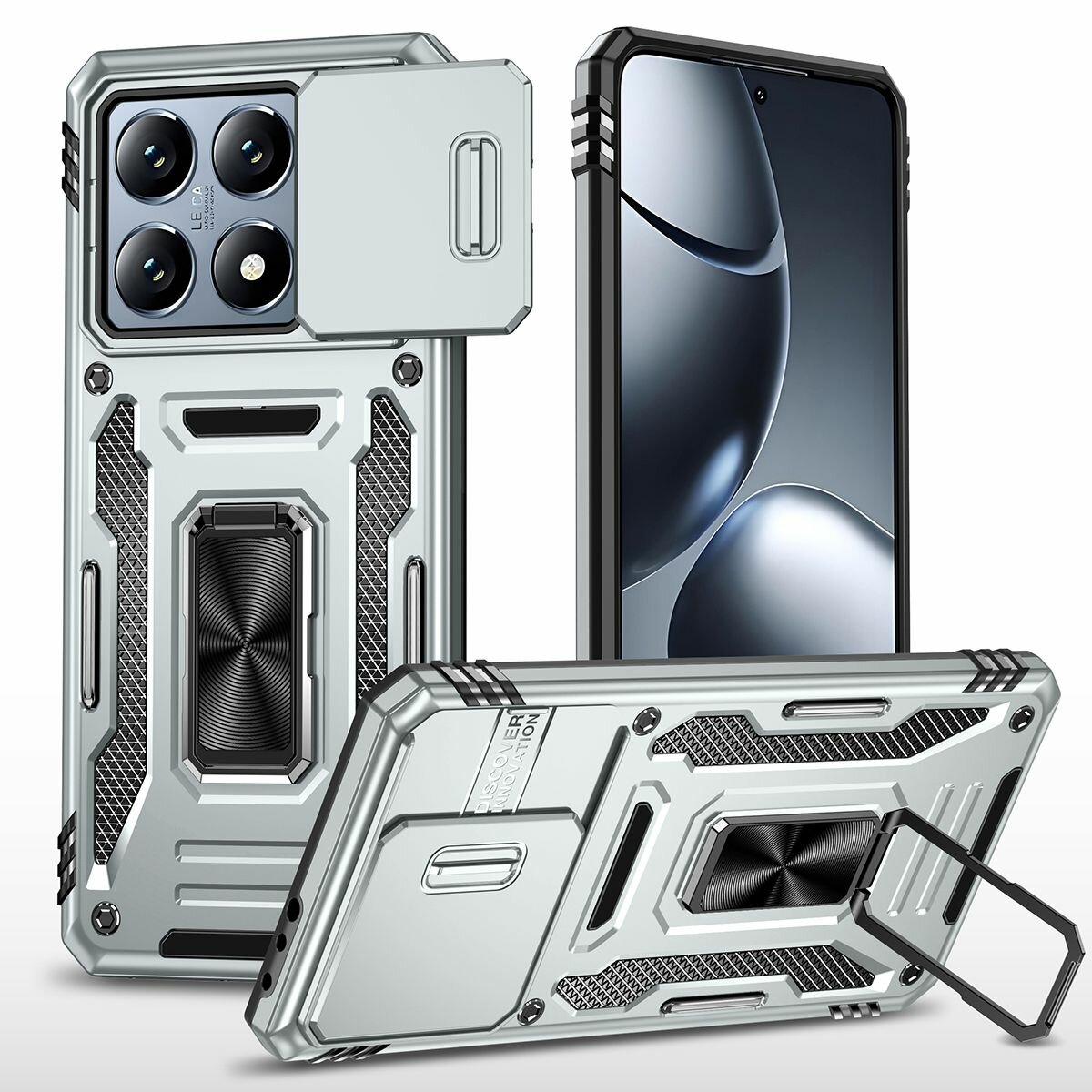 Чехол Safe Case с кольцом и защитой камеры для Xiaomi 14T серый