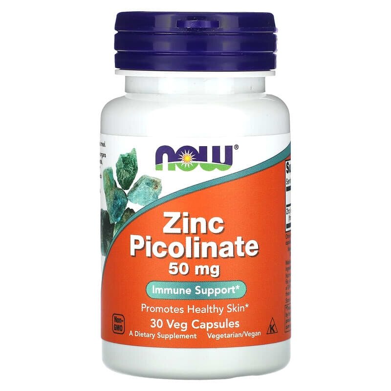 NOW Foods Zinc Picolinate 50 mg (30 растительных капсул) — это биологически активная добавка