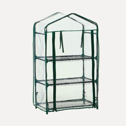 Изображение товара Парник-стеллаж, 3 полки, 110 × 40 × 65 см, металлический каркас d = 16 мм, чехол плёнка 80 мкм, Greengo