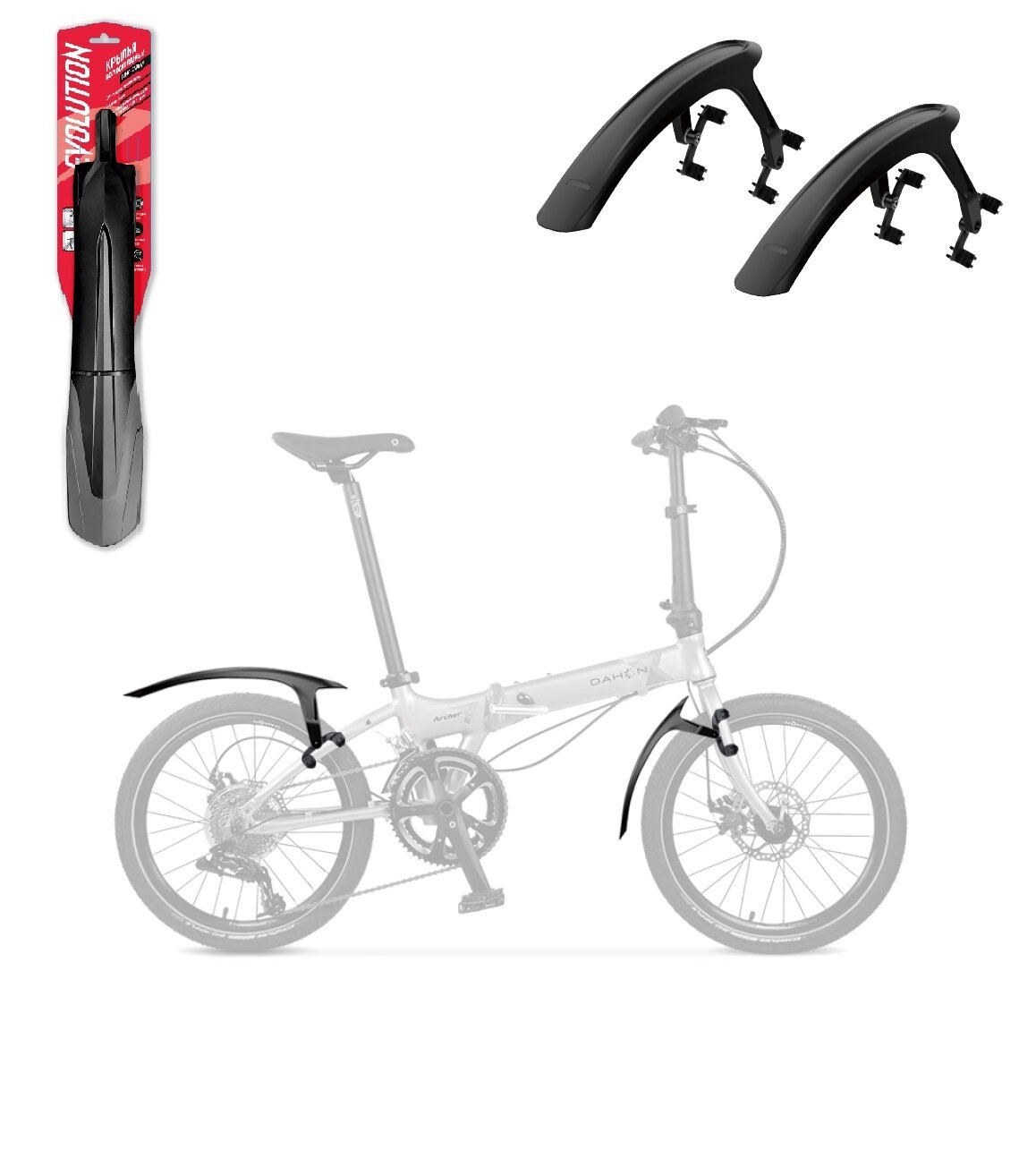 Крылья EVOLUTION FOLDING 20-24", к-т перед./задн, крепеж: пер. на штаны вилки, задн. на перья рамы