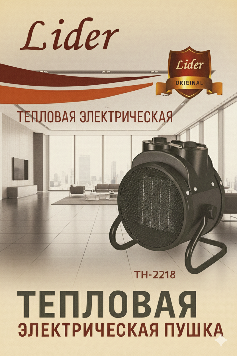 Тепловая электрическая пушка Lider ТН-2218 — надёжный источник тепла для любых помещений