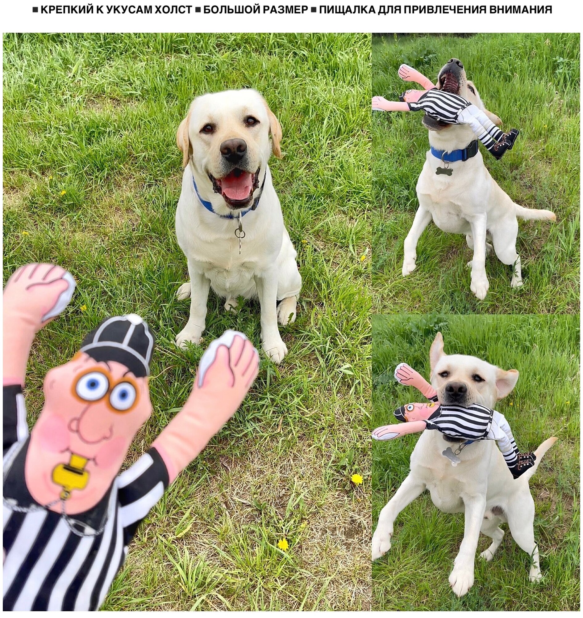 Игрушка для собак "футбольный судья" из прочного холста, с пищалкой - фотография № 3