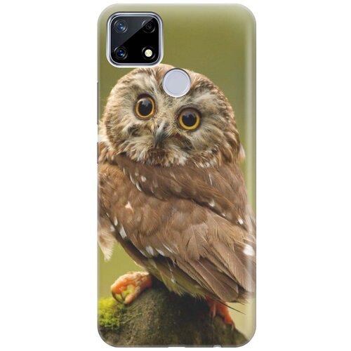 фото Ультратонкий силиконовый чехол-накладка для realme 7i с принтом "сова на дереве" gosso