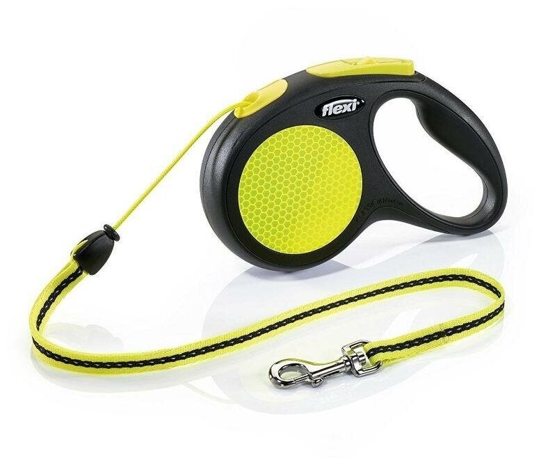 Flexi New Neon M - Поводок-рулетка для собак, тросовый, 5м до 20кг 71090