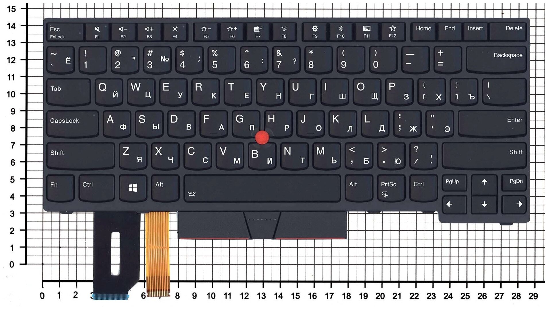 Клавиатура для ноутбука Lenovo 01YP520 черная с черной рамкой со стиком и подсветкой