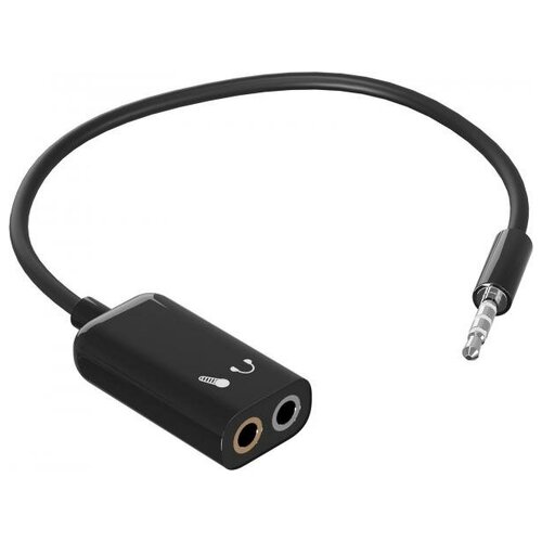 Аудио-разветвитель GSMIN AS50 переходник на микрофон и наушники Mini Jack 3.5 мм (F) + MIC 3.5 мм (F) - Mini Jack 3.5 мм (M) (Черный)