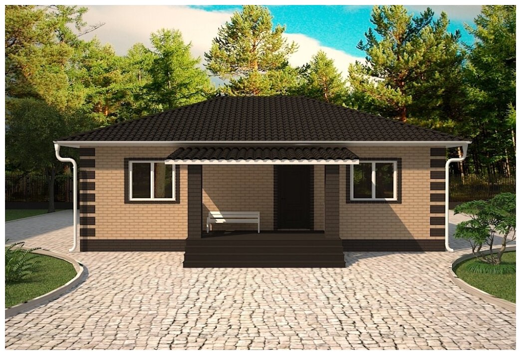 Проект жилого дома STROY-RZN 11-0010А (83,35 м2, 11,93*9,18 м, газобетонный блок 375 мм, облицовочный кирпич)