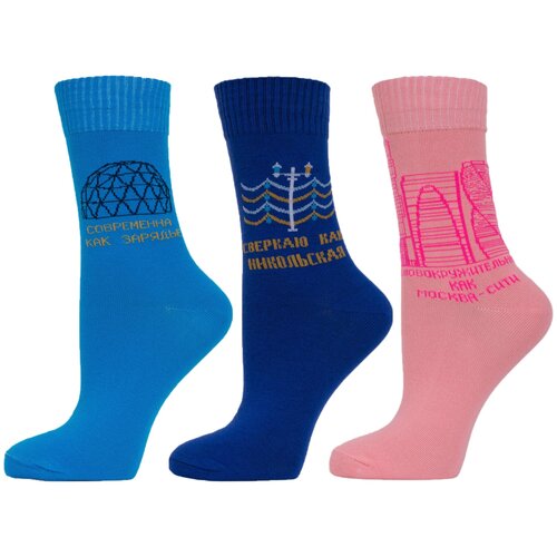 фото Комплект из 3 пар женских носков moscowsocksclub микс 1, размер 23-25 (36-39)