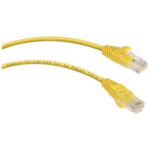 Патч-корд CABEUS U/UTP PC-UTP-RJ45-Cat.5e-0.3m-YL категория 5е, 2xRJ45/8p8c, неэкранированный, желтый, PVC, 0.3м