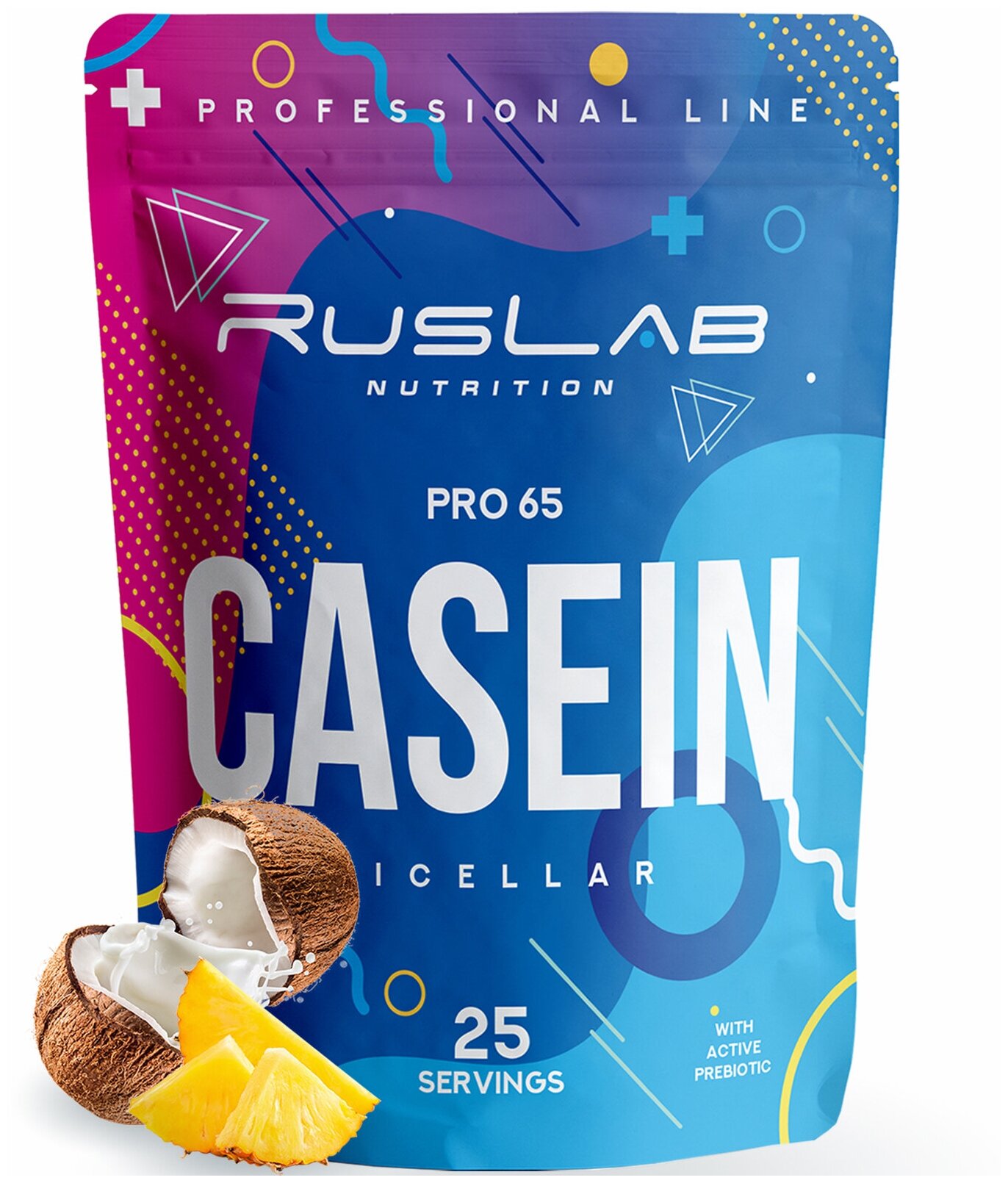 Казеиновый протеин CASEIN PRO 65, белковый коктейль (800 гр), вкус пина колада