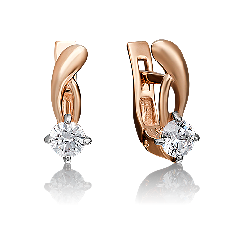 PLATINA jewelry Серьги из красного золота с бриллиантом 02-0345-00-101-1110-30
