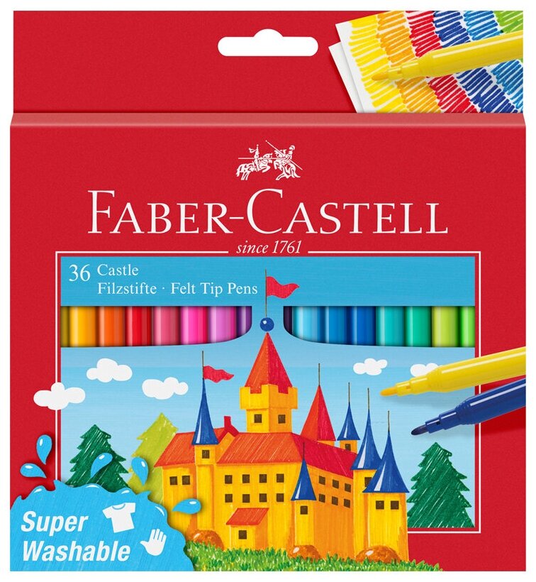 554203 Фломастеры Faber-Castell "Замок", 36цв., смываемые, картон, европодвес