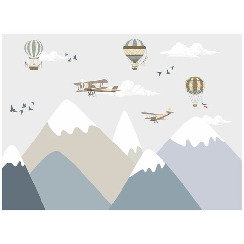 Фотообои Уютная стена Воздушные шары над горами 370х270 см Бесшовные Премиум (единым полотном)