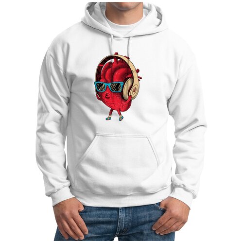 фото Толстовка худи белые coolpodarok сердце в наушниках