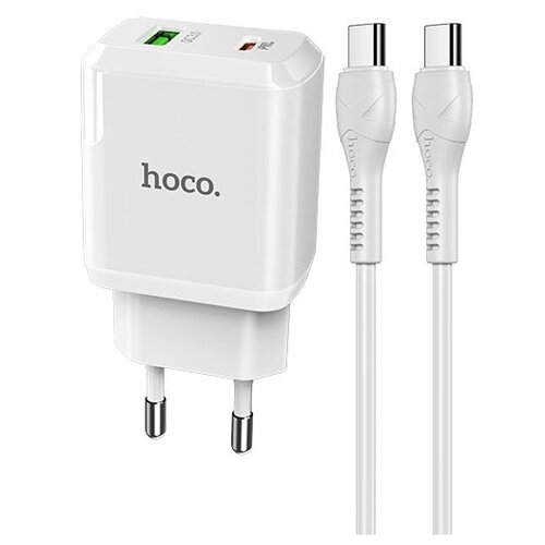 Сетевое зарядное устройство Hoco N5 Favor + кабель USB Type-C - USB Type-C, 20 Вт, white