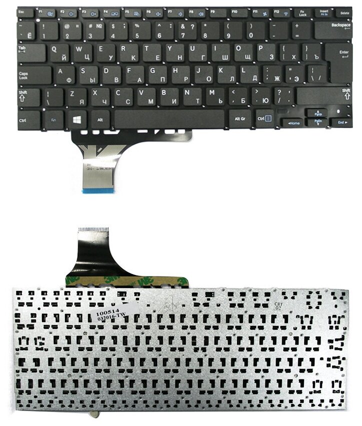 Клавиатура для ноутбука Samsung NP530U3B NP530U3B-A02RU NP530U3B-A03RU Г-образный Enter Чёрная без рамки PN BA59-03254C 2150₽