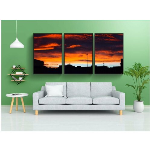 фото Набор модулных постеров для интерьера "барселона, испания, заход солнца" 60x90 см. в тубусе, без рамки lotsprints